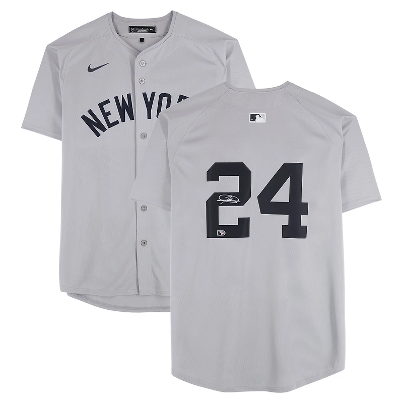 Maillot gris Nike Limited autographié par Jasson Domínguez des Yankees de New York