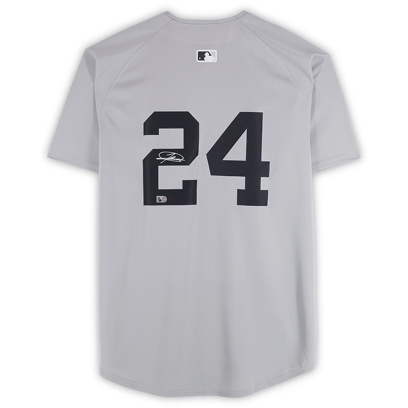 Maillot gris Nike Limited autographié par Jasson Domínguez des Yankees de New York