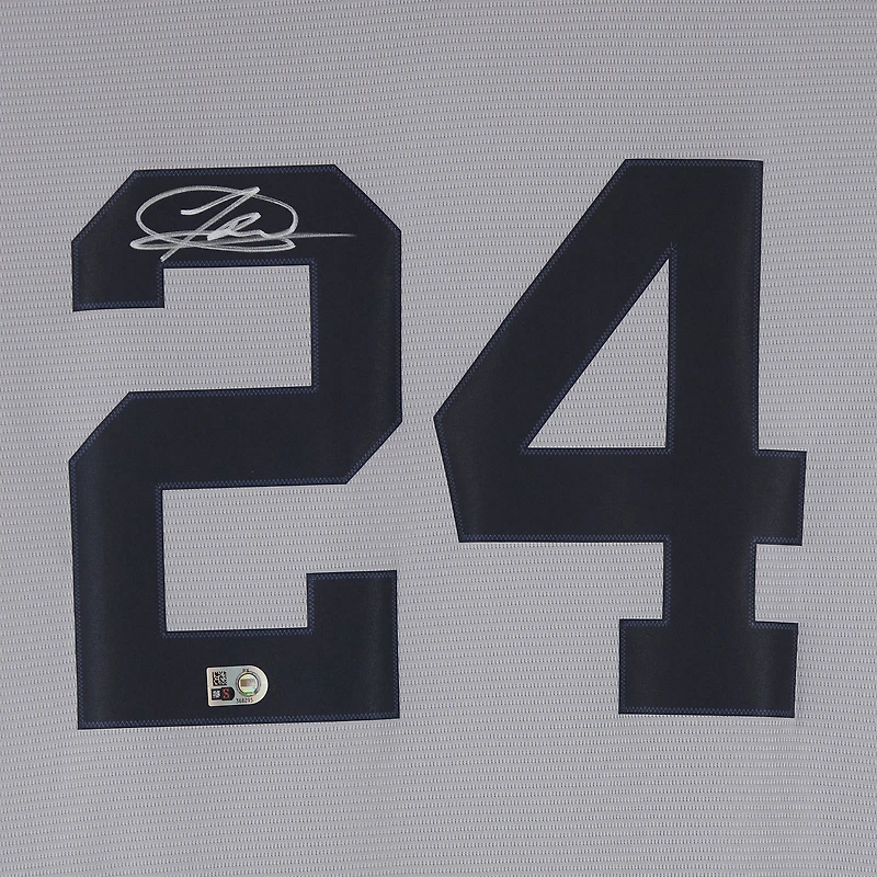 Jasson Domínguez New York Yankees Maillot réplique Nike gris autographié
