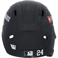 Casque de frappeur bleu marine n° 24 des Yankees de New York porté par Jasson Domínguez lors des matchs contre les Rangers du Texas le 4 août et contre les Orioles de Baltimore le 18 septembre 2025