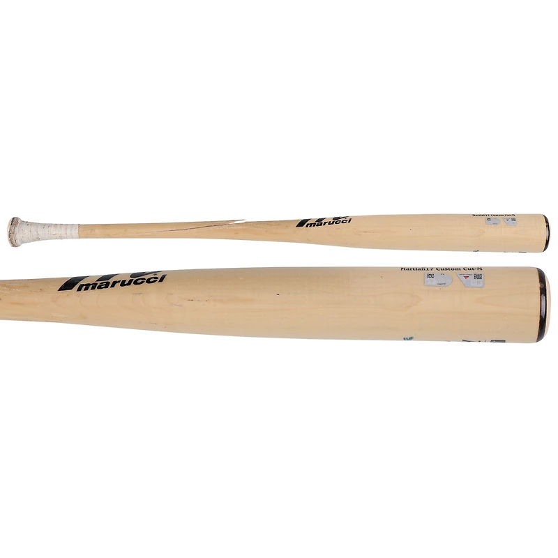 Bâton cassé Tan Marucci utilisé par Jasson Domínguez, des Yankees de New York, lors du match contre les Blue Jays de Toronto le 21 juillet 2025