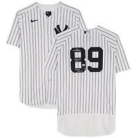 Maillot authentique Nike blanc autographié par Jasson Dominguez des Yankees de New York, avec inscription « Premier match au Yankee Stadium le 5 septembre 2023 » - Édition limitée à 23 exemplaires