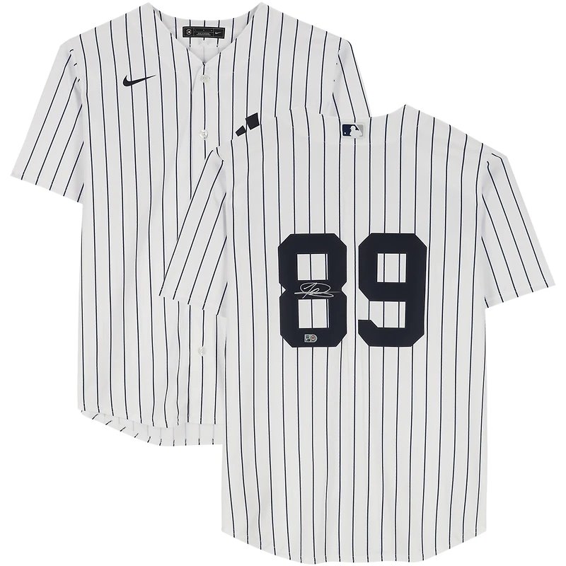 Maillot réplique Nike blanc autographié par Jasson Dominguez des Yankees de New York
