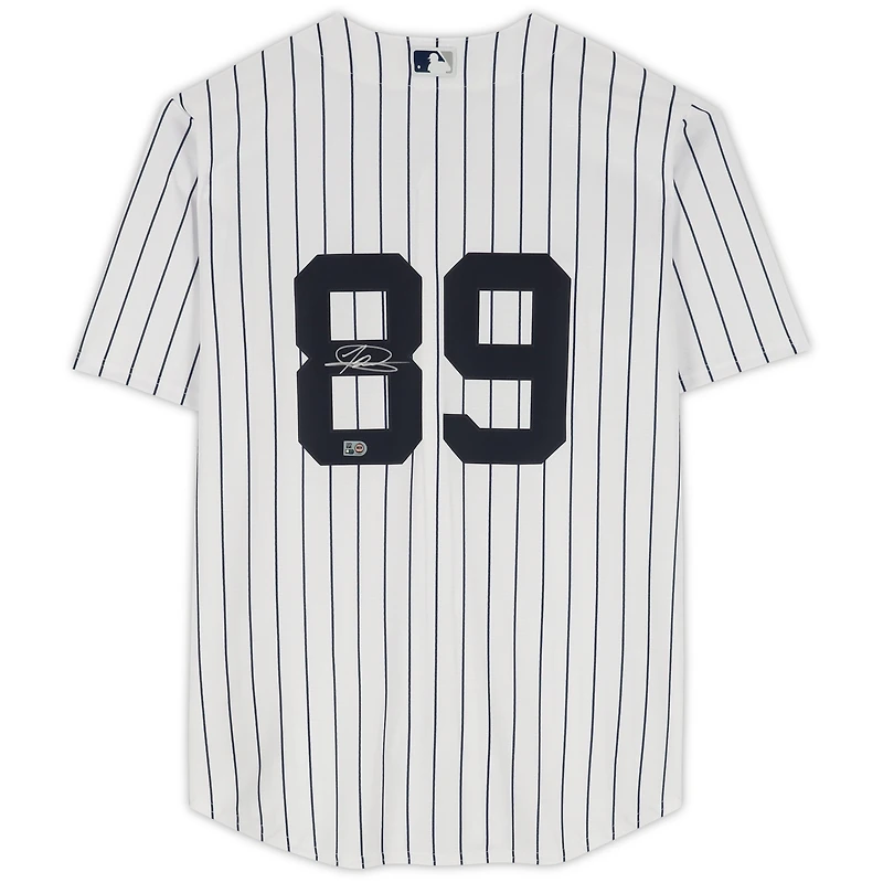 Maillot réplique Nike blanc autographié par Jasson Dominguez des Yankees de New York