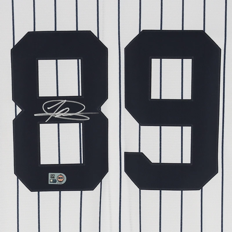 Maillot réplique Nike blanc autographié par Jasson Dominguez des Yankees de New York
