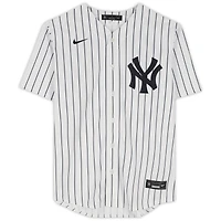 Maillot réplique blanc Nike autographié par Jasson Dominguez des Yankees de New York avec inscription « Le Martien »