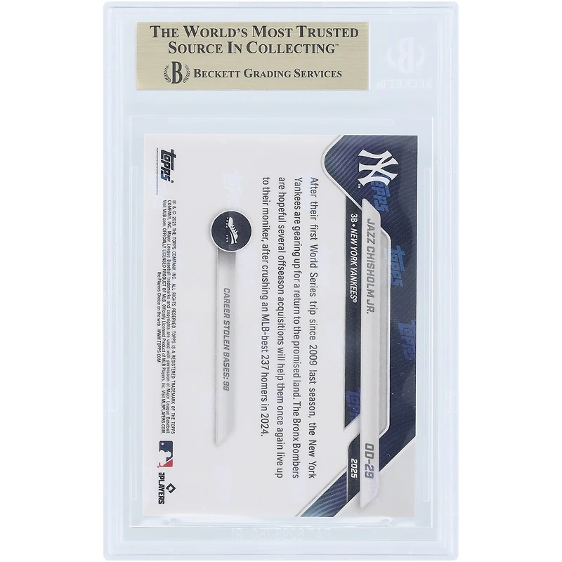 Jazz Chisholm Jr. New York Yankees 2025 Topps Now Road to Opening Day #OD-29 BGS Authenticated 10 Card - 9.5,10,10,10 Subgrades