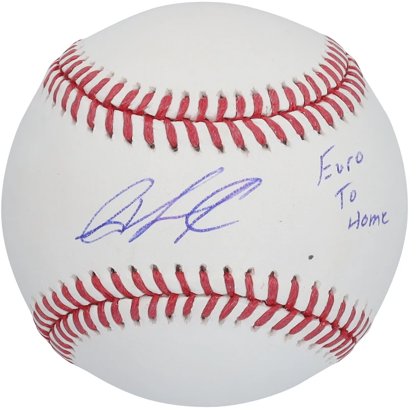 Baseball autographié par Jazz Chisholm Jr. des Yankees de New York avec l'inscription « Euro to Home »