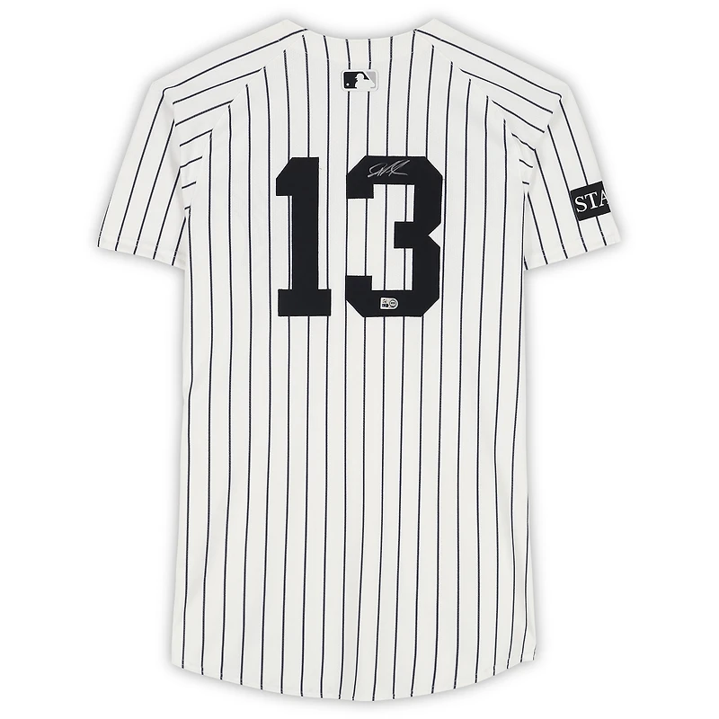 Jazz Chisholm Jr. New York Yankees Autographed Game-Used #13 White Pinstripe Nike Jersey vs. Toronto Blue Jays on October 8, 2025 - ALDS Game 4