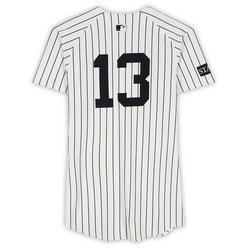 Jazz Chisholm Jr. New York Yankees Game-Used #13 White Pinstripe Jersey vs. Minnesota Twins on August 13, 2025