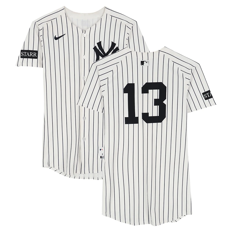 Jazz Chisholm Jr. New York Yankees Game-Used #13 White Pinstripe Jersey vs. Minnesota Twins on August 13, 2025