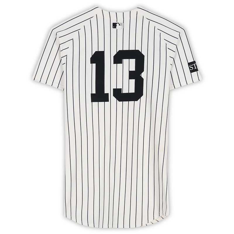 Jazz Chisholm Jr. New York Yankees Game-Used #13 White Pinstripe Jersey vs. Washington Nationals on August 27, 2025