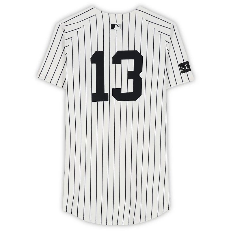 Jazz Chisholm Jr. New York Yankees Game-Used #13 White Pinstripe Nike Jersey vs. Baltimore Orioles on September 28, 2025