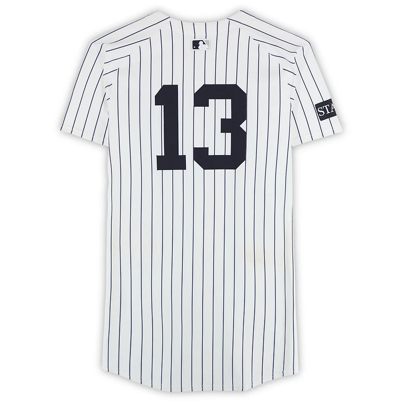Jazz Chisholm Jr. New York Yankees Game-Used #13 White Pinstripe Nike Jersey vs. Boston Red Sox on June 8, 2025