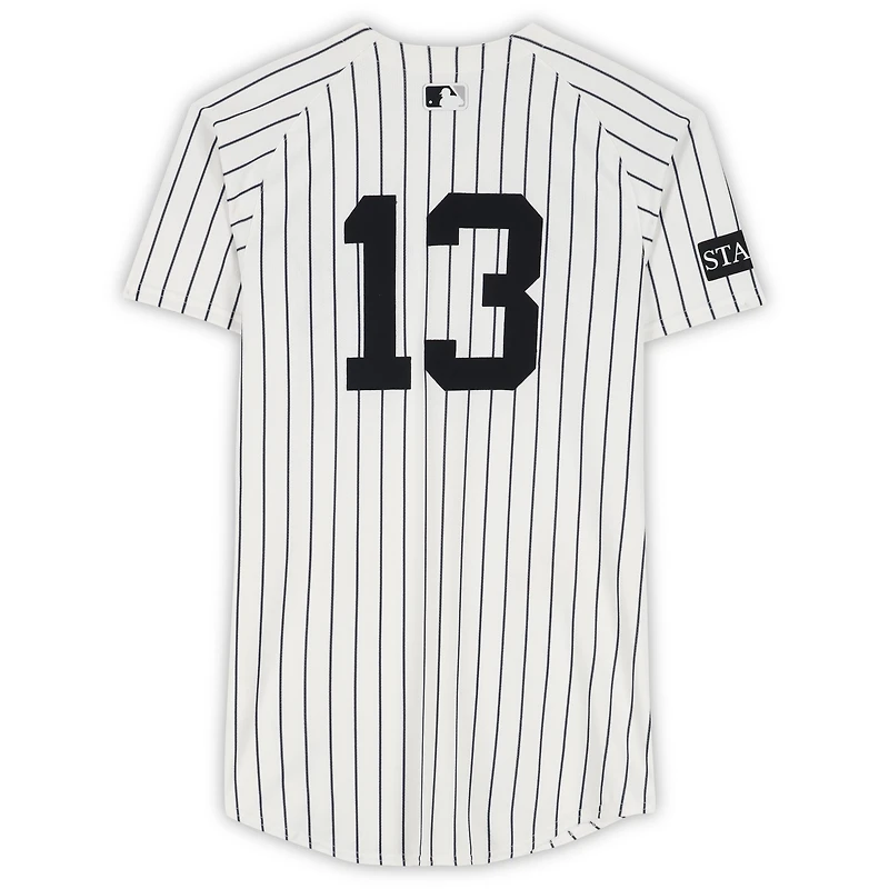 Jazz Chisholm Jr. New York Yankees Game-Used #13 White Pinstripe Nike Jersey vs. Toronto Blue Jays on October 7, 2025 - ALDS Game 3 - 1-3, HR, RBI, R
