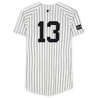 Maillot Nike blanc à fines rayures n° 13 porté par Jazz Chisholm Jr. (New York Yankees) contre les Blue Jays de Toronto le 8 octobre 2025 - Match 4 de la série de division de la Ligue américaine