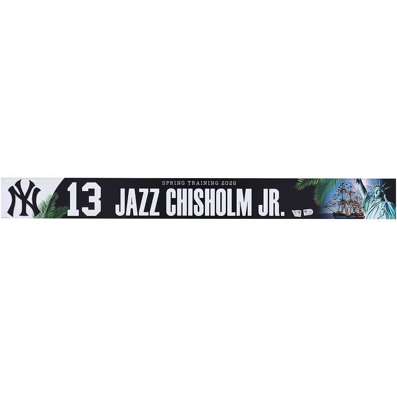 Plaque nominative n° 13 de Jazz Chisholm Jr., émise par les Yankees de New York lors du camp d'entraînement printanier de la MLB 2026