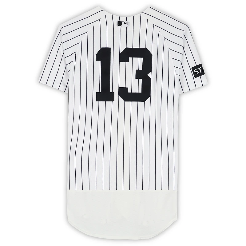 Jazz Chisholm Jr. New York Yankees Player-Worn #13 White Pinstripe Jersey vs. Kansas City Royals on April 19, 2026