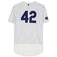 J.C. Escarra New York Yankees Player-Worn #42 White Pinstripe Jersey vs. Los Angeles Angels on April 15, 2026 - Jackie Robinson Day