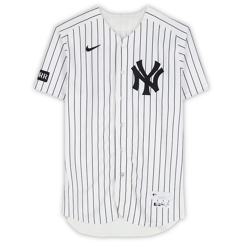 J.C. Escarra New York Yankees Player-Worn #42 White Pinstripe Jersey vs. Los Angeles Angels on April 15, 2026 - Jackie Robinson Day