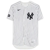 J.C. Escarra New York Yankees Player-Worn #42 White Pinstripe Jersey vs. Los Angeles Angels on April 15, 2026 - Jackie Robinson Day
