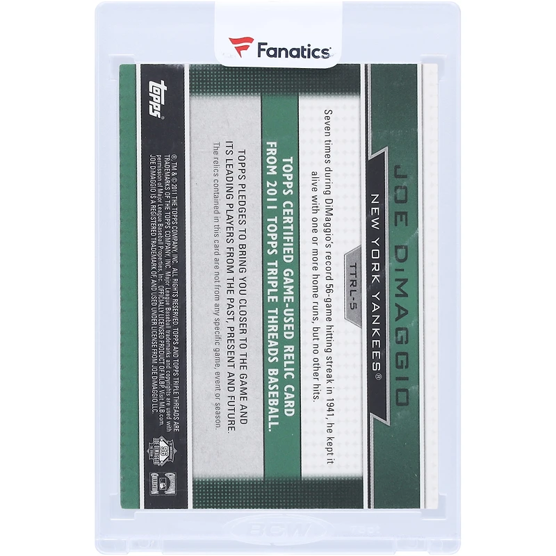 V106832 Yankee Joe DiMaggio New York Yankees 2011 Topps Triple Threads Multi Game Used Relics #TTRL-5 #16/18 Carte Joe DiMaggio UNS TPP CARTES À COLLECTIONNER 45846 COLTRC CG01BB0985 #141