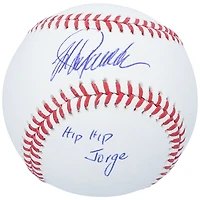 Ballon de baseball autographié par Jorge Posada des Yankees de New York avec l'inscription « Hip Hip Jorge »