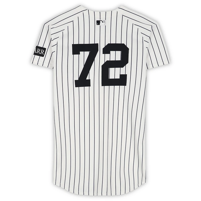 Maillot Nike blanc à fines rayures n° 72 porté par José Caballero, des Yankees de New York, contre les Blue Jays de Toronto le 8 octobre 2025 - Match 4 de la série de division de la Ligue américaine
