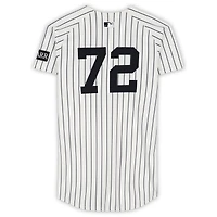 Maillot Nike blanc à fines rayures n° 72 porté par José Caballero, des Yankees de New York, contre les Blue Jays de Toronto le 8 octobre 2025 - Match 4 de la série de division de la Ligue américaine