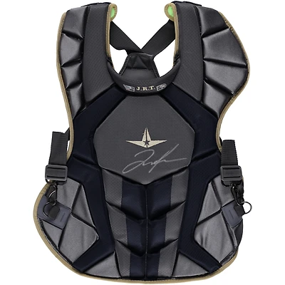 Protecteur de poitrine gris et bleu marine autographié par Jose Trevino des Yankees de New York lors de la saison 2023 de la MLB - RG13309082