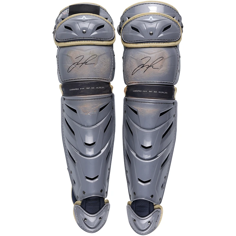 Jose Trevino New York Yankees Autographed Game-Used Gray Shin Guards from the 2023 MLB Season