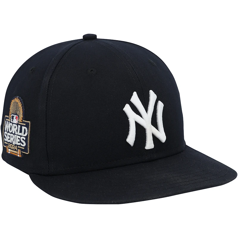 Casquette New Era bleu marine portée par José Trevino des Yankees de New York contre les Dodgers de Los Angeles le 30 octobre 2024 - Match 5 des Séries mondiales