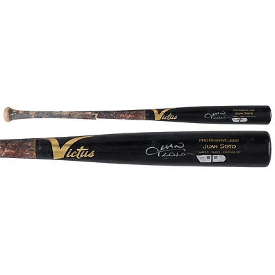 Batte de baseball Victus Broken, couleur beige/noire, dédicacée par Juan Soto des Yankees de New York lors de la saison 2024 de la MLB - RG13339027