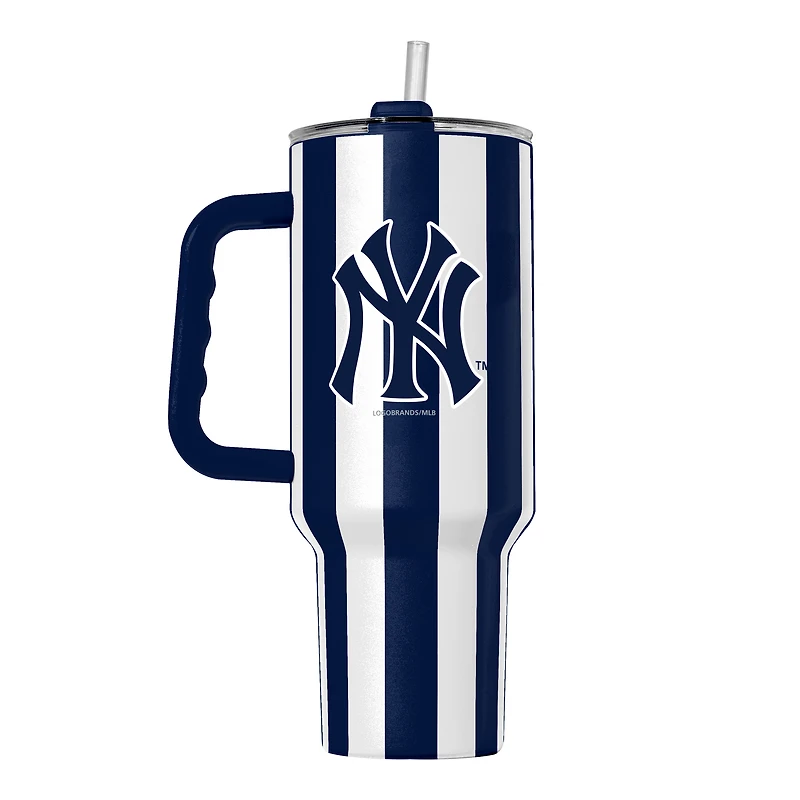 Gobelet isotherme Logo Brands New York Yankees 40 oz à rayures verticales et revêtement en poudre