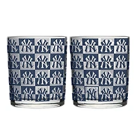 Ensemble de deux verres à whisky Logo Brands New York Yankees de 35 cl (12 oz) à motif quadrillé.