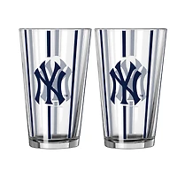 Ensemble de deux verres à bière rayés de 47 cl (16 oz) Logo Brands New York Yankees