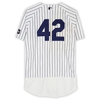 Luis Gil New York Yankees Game-Used #42 White Pinstripe Jersey vs. Los Angeles Angels on April 15, 2026 - Jackie Robinson Day