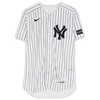 Luis Gil New York Yankees Game-Used #42 White Pinstripe Jersey vs. Los Angeles Angels on April 15, 2026 - Jackie Robinson Day