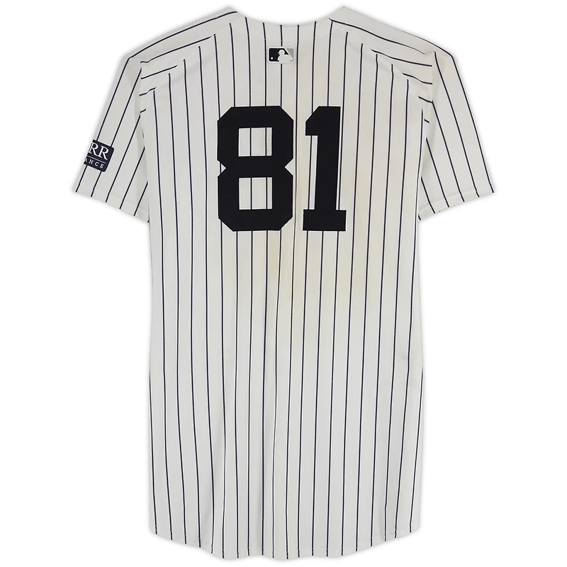 Luis Gil New York Yankees Game-Used #81 White Pinstripe Nike Jersey vs. Cleveland Guardians on August 20, 2024