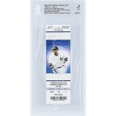 Mariano Rivera New York Yankees Autographed 1,000th Career Game Beckett Fanatics Witnessed Authenticated 9/10 Ticket from May 25, 2011 with "1,000th Career Game" Inscription