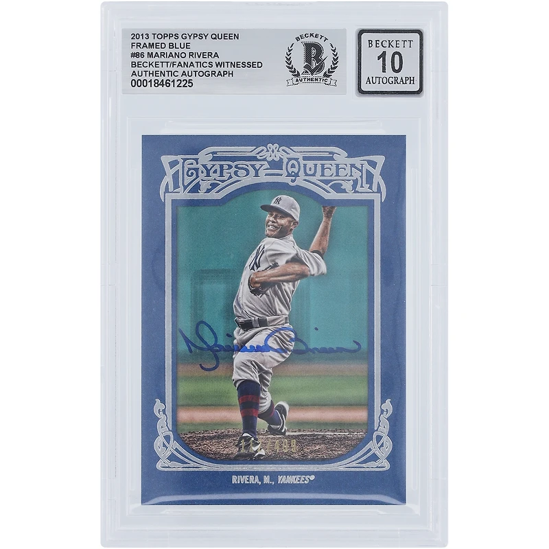Mariano Rivera New York Yankees Autographié 2013 Topps GQ Cadre Bleu #86 #/499 Beckett Fanatics Témoin Authentifié 10 Carte