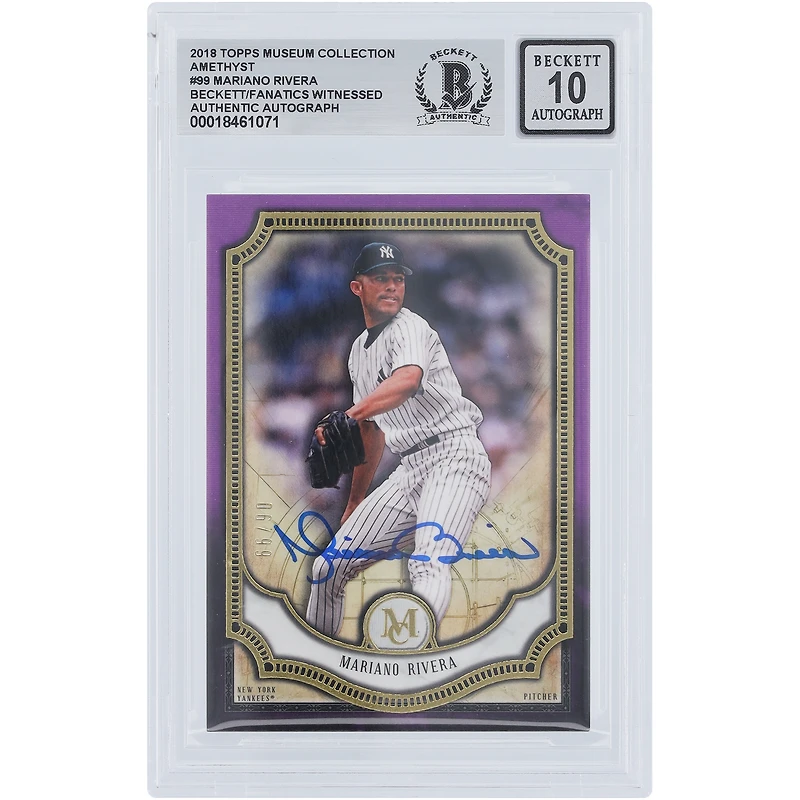 Mariano Rivera New York Yankees Autographed 2018 Topps Museum Collection Amethyst #99 #/99 Beckett Fanatics Witnessed Authenticated 10 Card