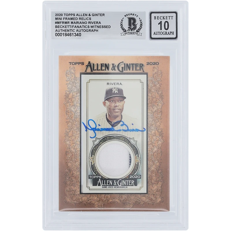 Mariano Rivera New York Yankees Autographed 2020 Topps Allen & Ginter Gray Jersey Relic #MFR-MR Beckett Fanatics Witnessed Authenticated 10 Card