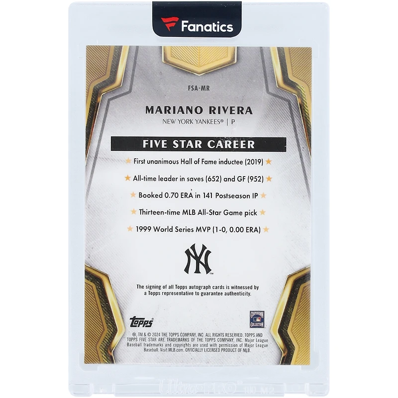 Mariano Rivera New York Yankees Autographed 2024 Topps Five Star #FSA-MR Card