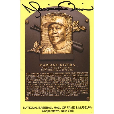 Mariano Rivera New York Yankees Autographed Baseball Hall of Fame Plaque Postcard