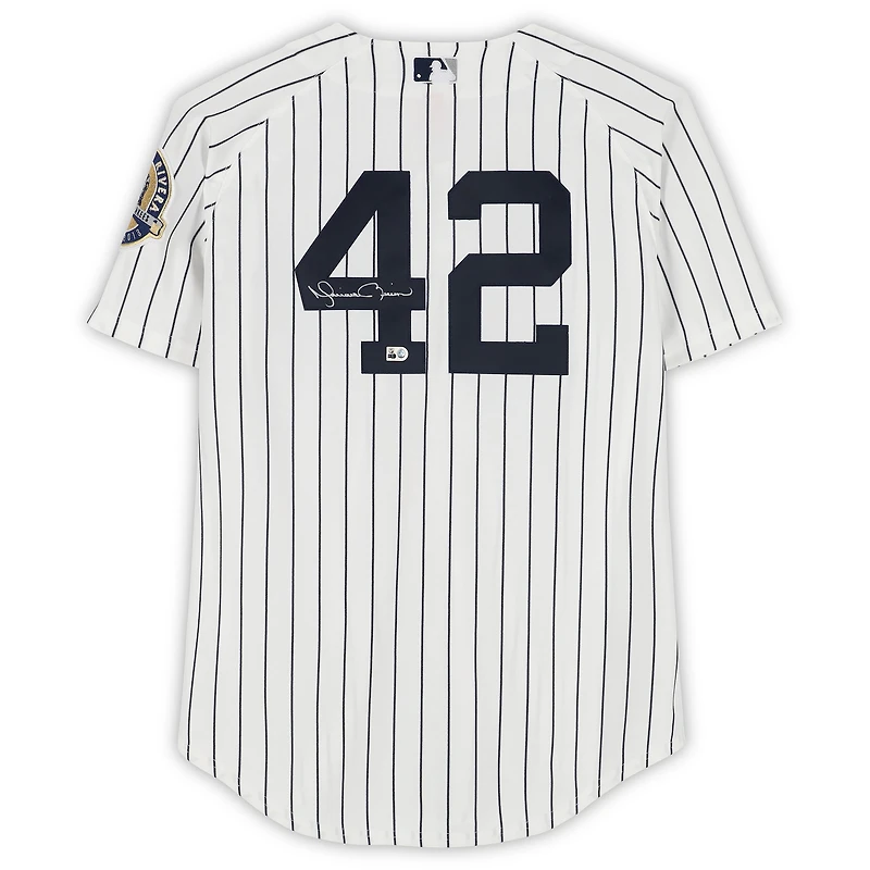 Maillot authentique Mitchell & Ness blanc autographié par Mariano Rivera des Yankees de New York (2013)
