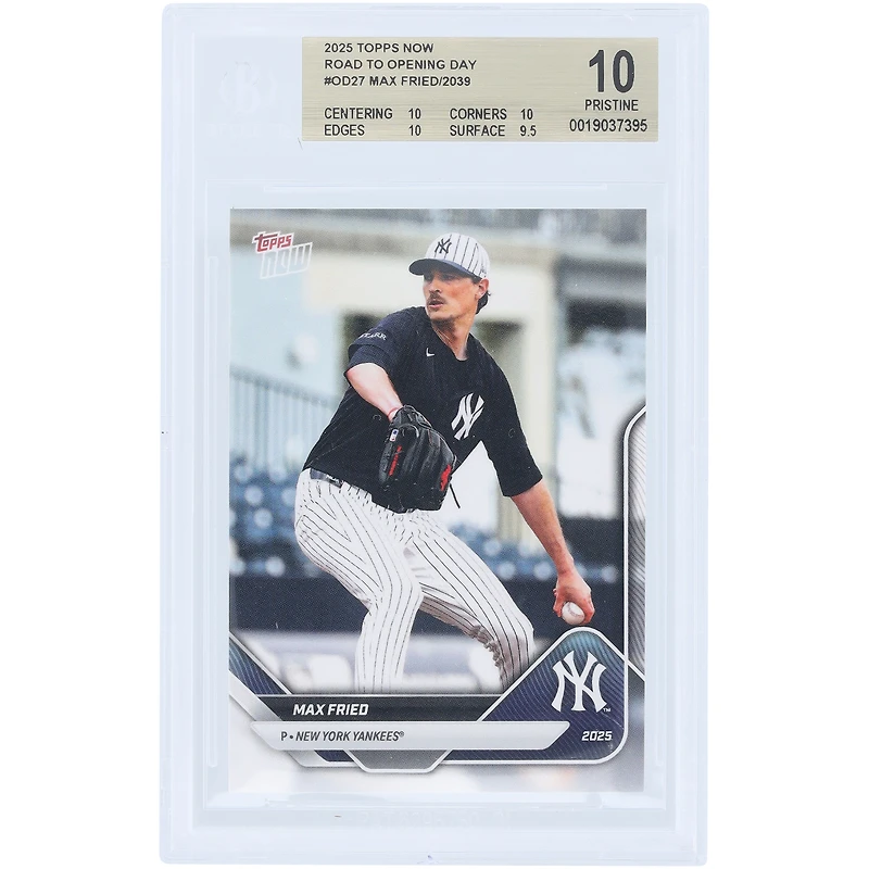 Max Fried New York Yankees 2025 Topps Now Road to Opening Day #OD-27 BGS Authenticated 10 Card - 10,10,10,9.5 Subgrades