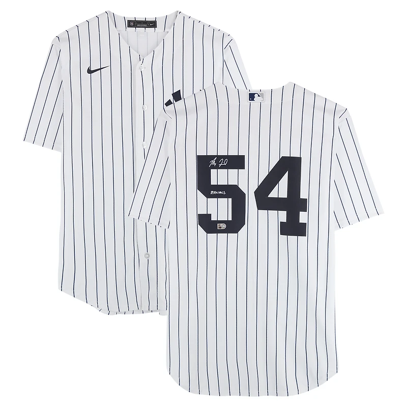 Maillot réplique blanc Nike autographié par Max Fried des Yankees de New York avec inscription « Maximus »