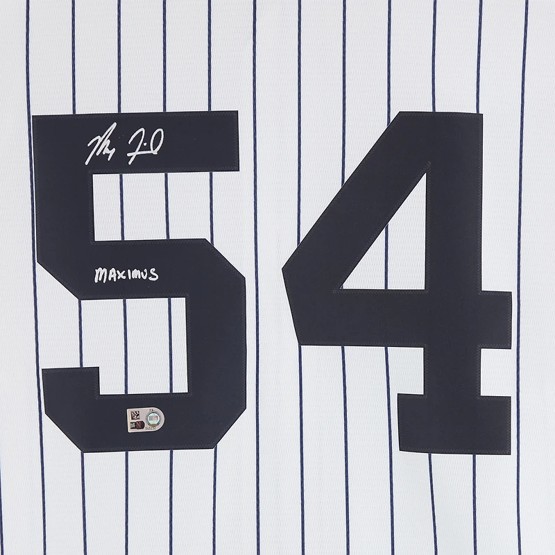 Maillot réplique blanc Nike autographié par Max Fried des Yankees de New York avec inscription « Maximus »