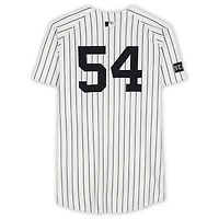 Maillot Nike blanc à fines rayures n° 54 porté par Max Fried, des Yankees de New York, contre les Red Sox de Boston le 30 septembre 2025